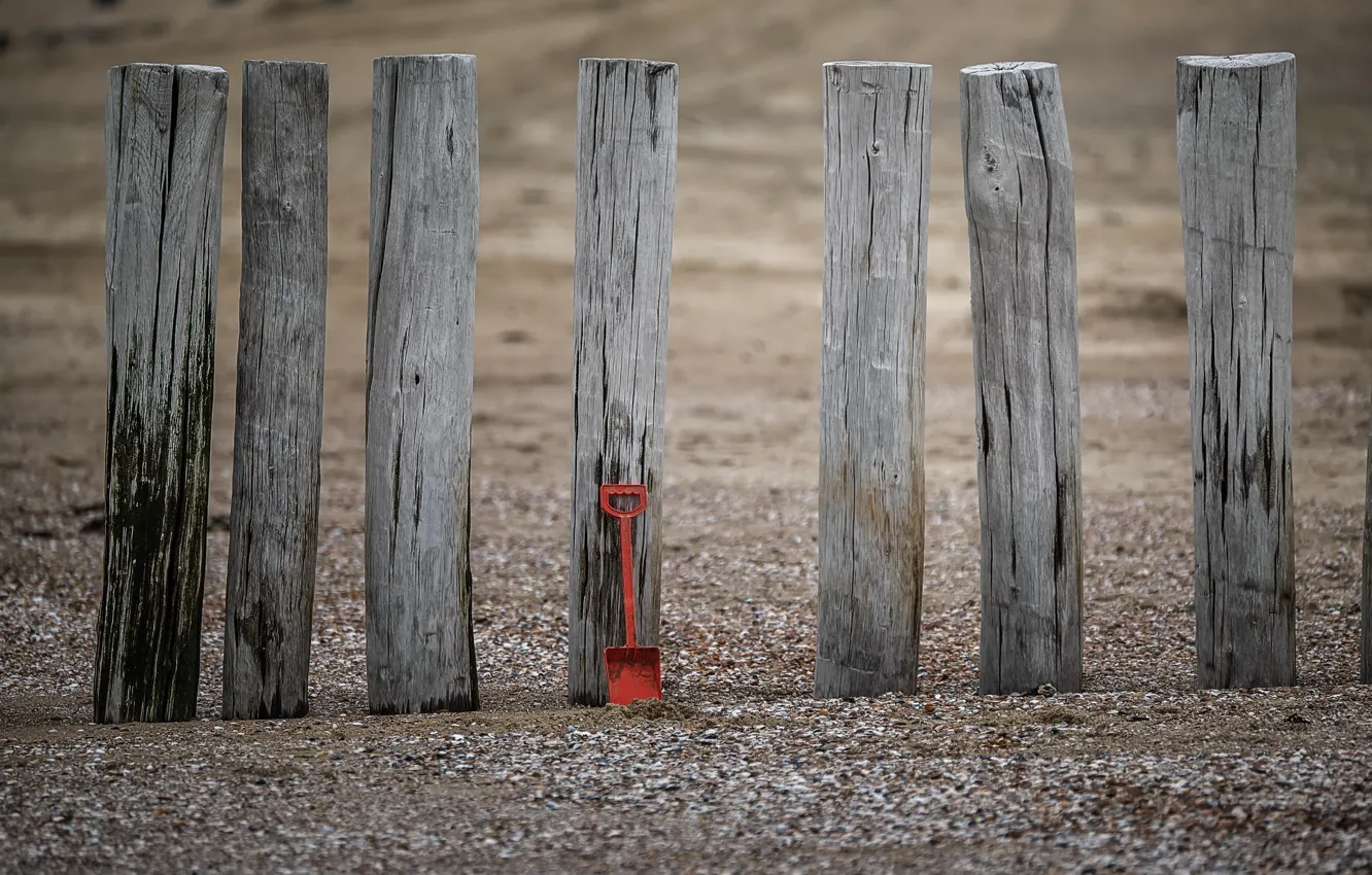 Photo wallpaper shore, support, shovel