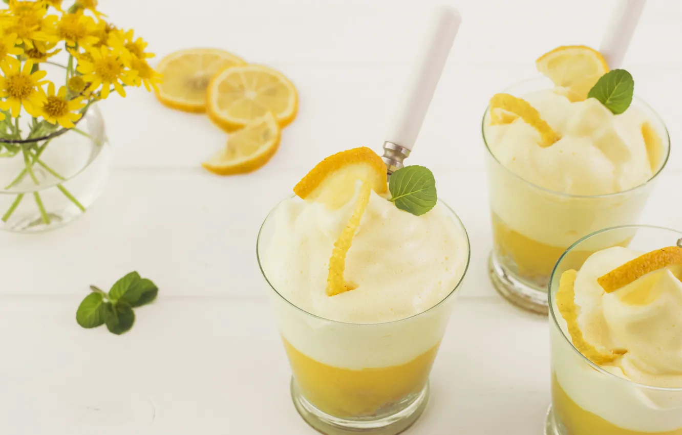 Photo wallpaper lemon, lemon, dessert, cream, dessert