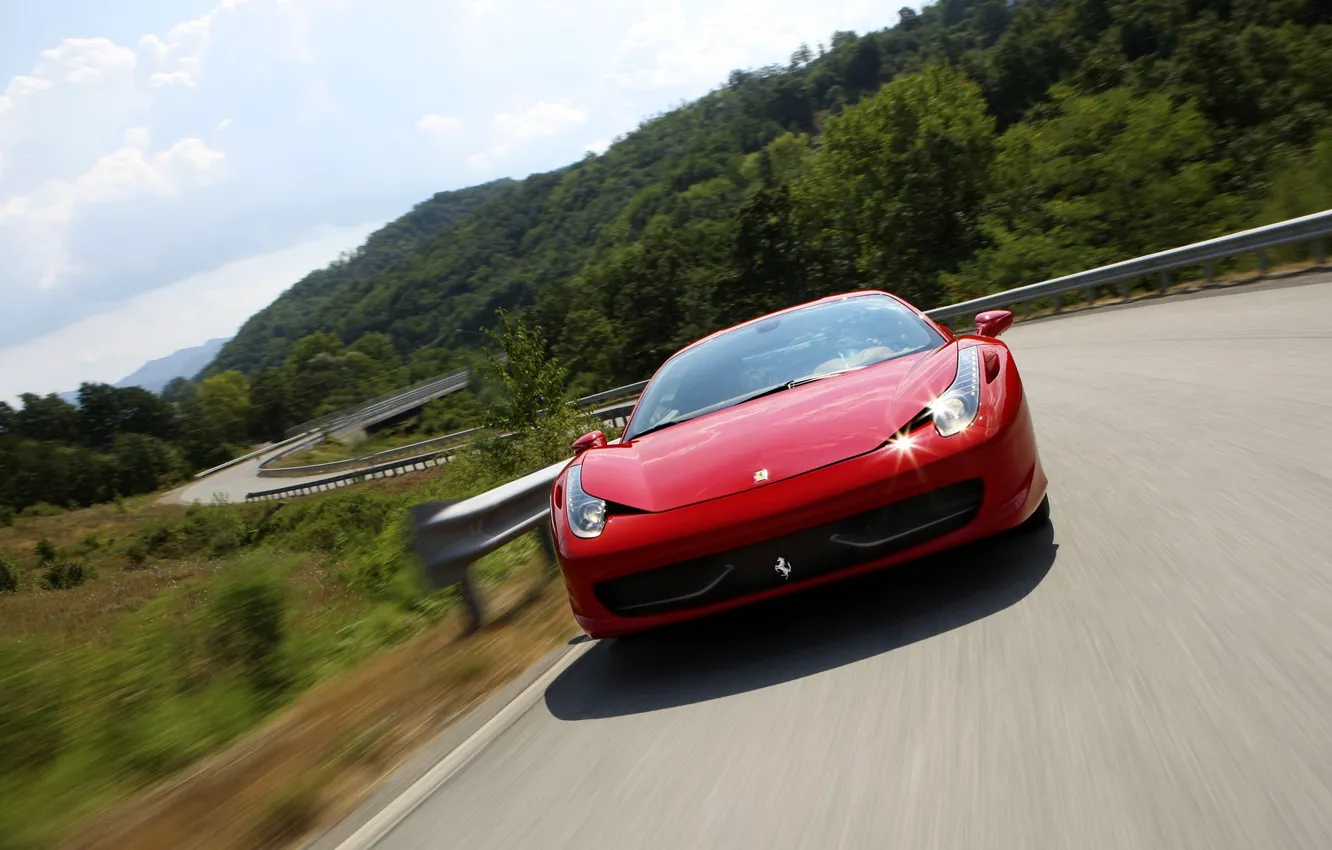 Photo wallpaper road, ferrari, Ferrari, 458 italia