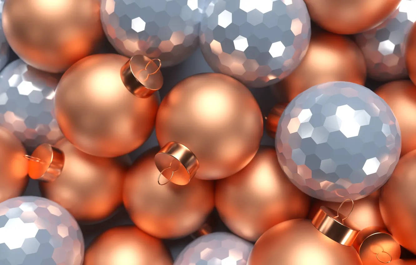 Photo wallpaper balls, balls, Christmas, New year, render