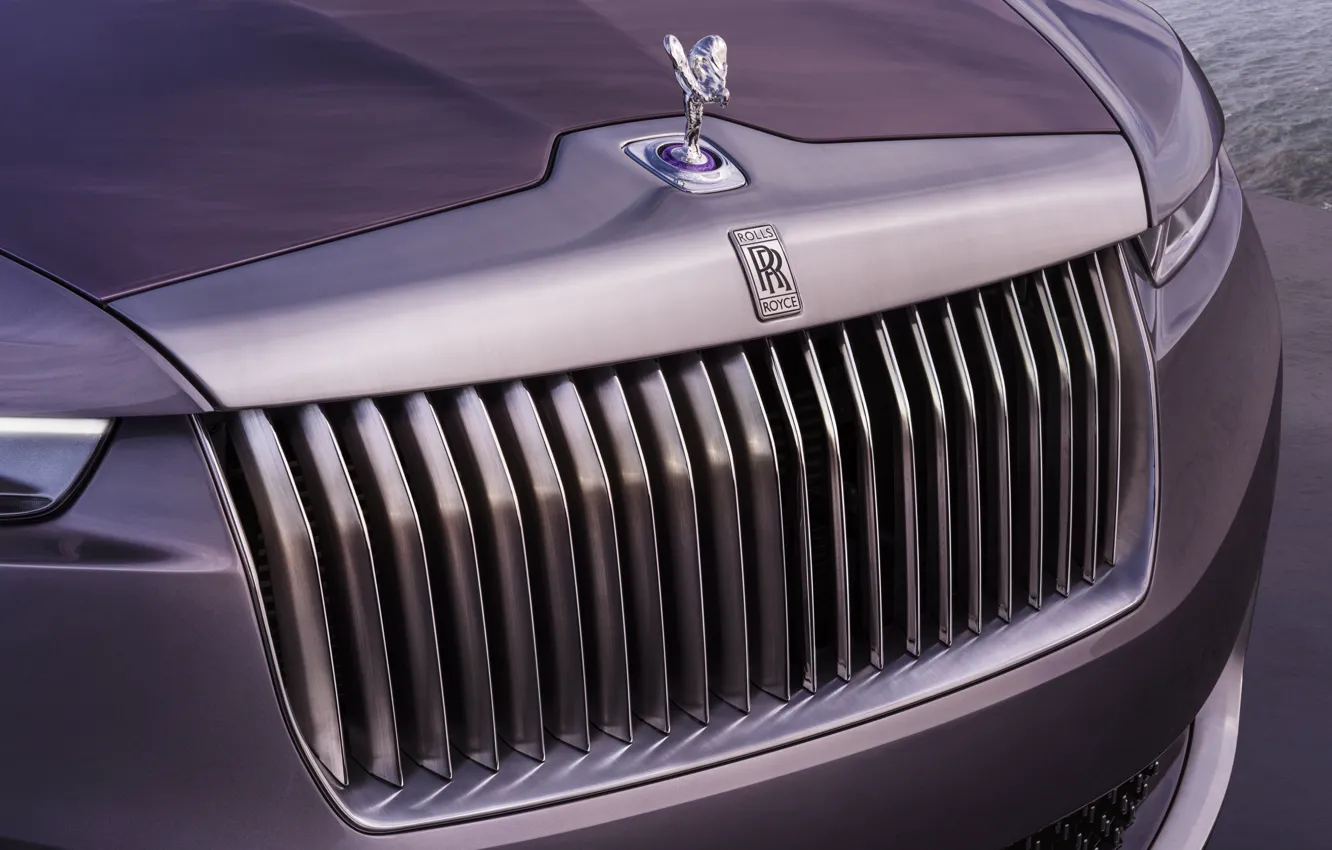 Photo wallpaper Rolls-Royce, logo, symbol, Spirit of Ecstasy, grille, Amethyst, Rolls-Royce Amethyst Droptail