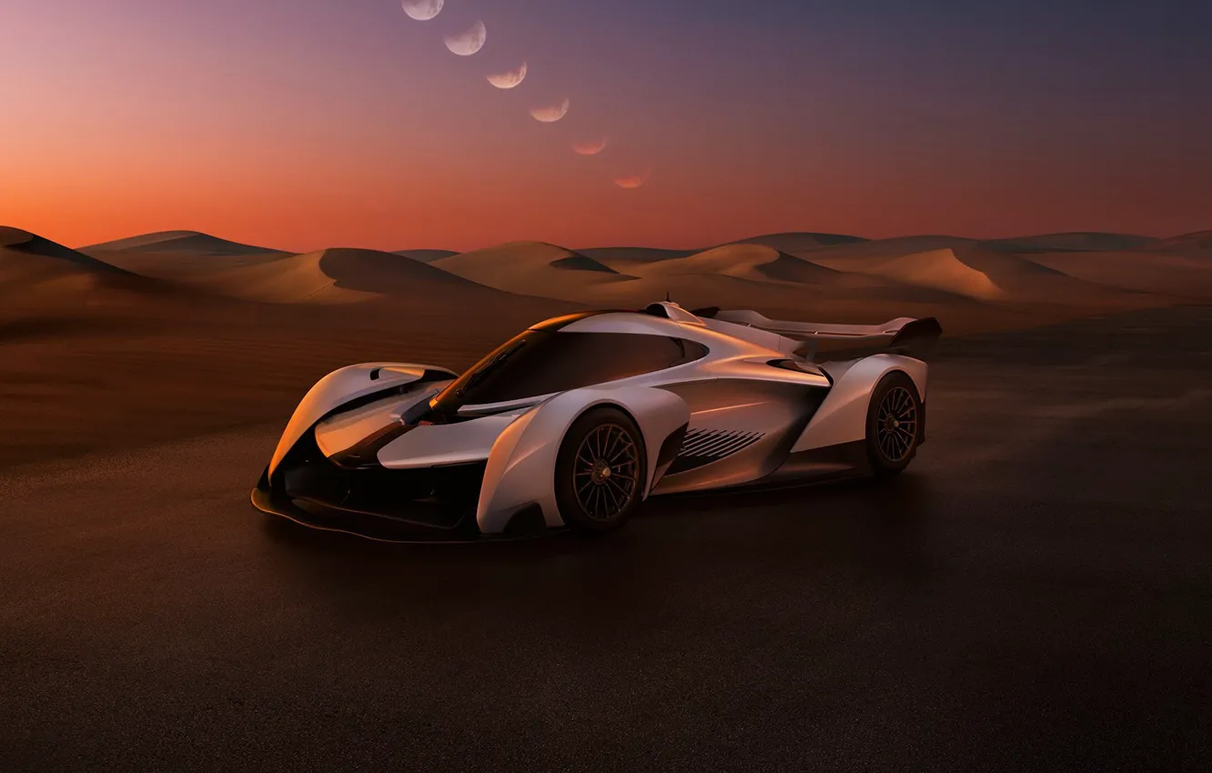 Photo wallpaper design, the moon, desert, McLaren, power, moon, supercar, desert