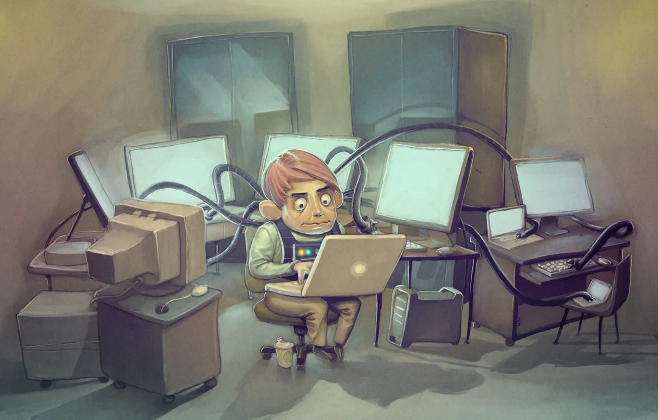 Photo wallpaper comp, ADMIN, busy with work