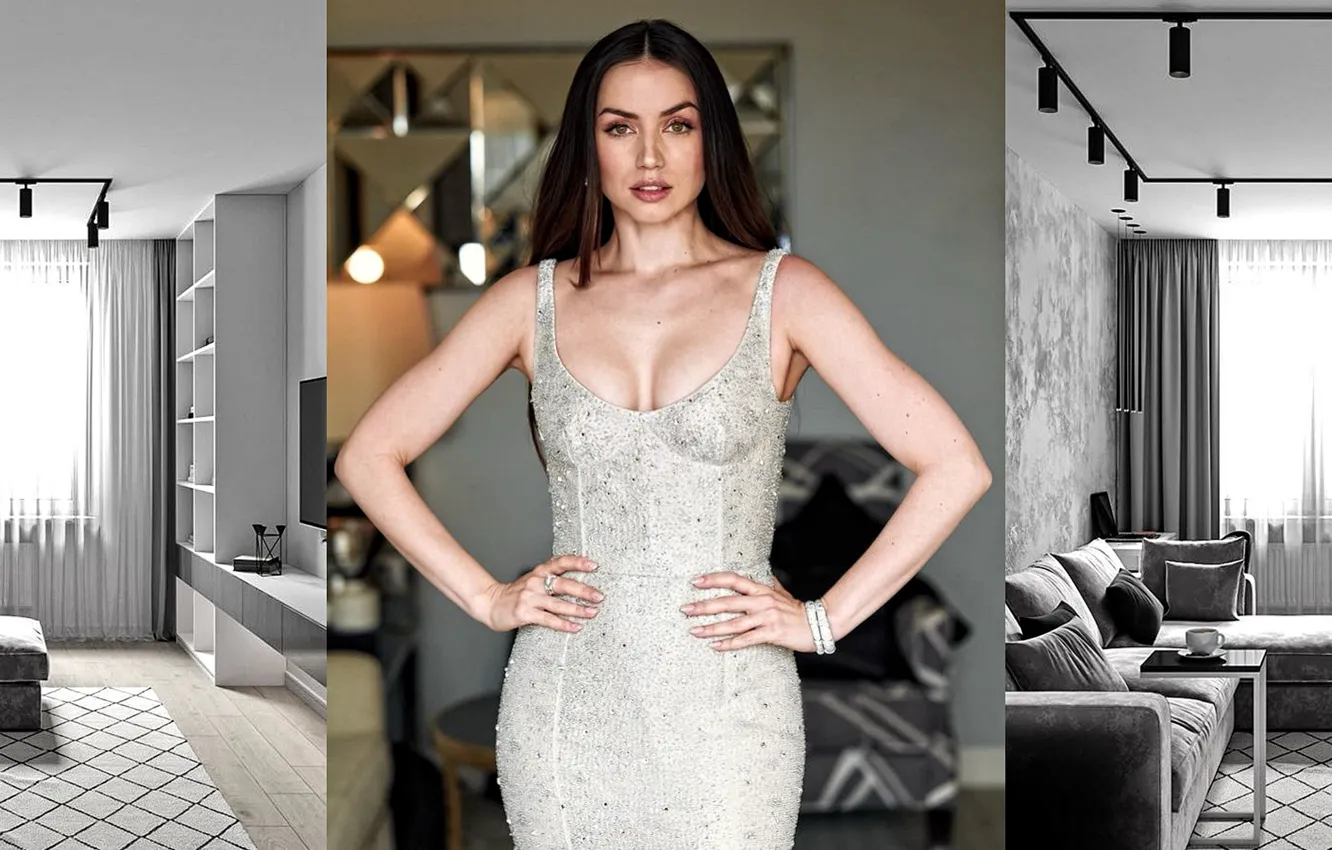 Photo wallpaper look, dress, actress, brunette, neckline, beautiful, Ana de Armas, Ana de Armas