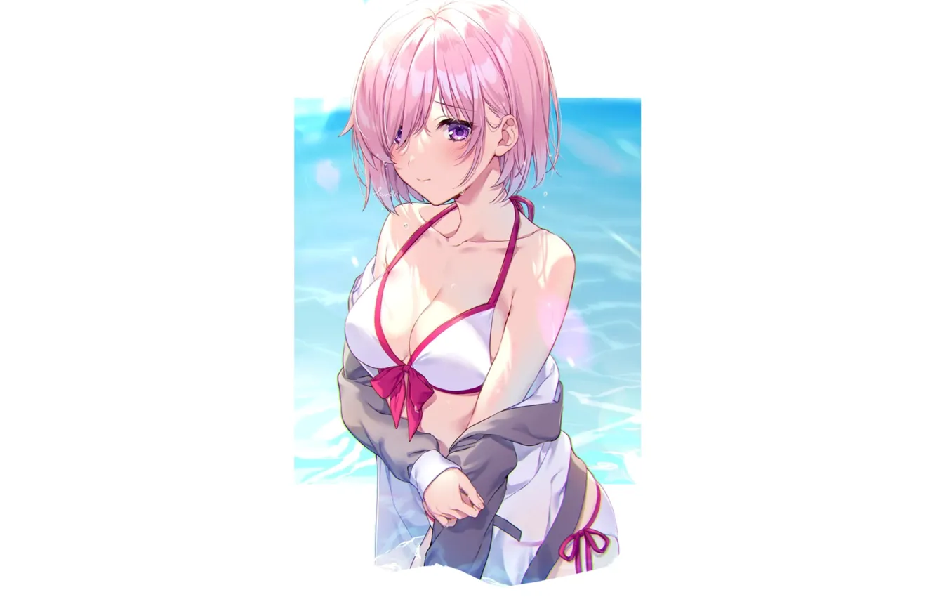 Photo wallpaper kawaii, girl, hot, sexy, beach, pink hair, sea, ocean