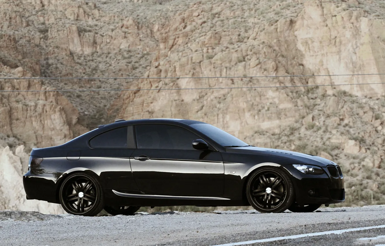 Photo wallpaper rock, background, black, tuning, stone, BMW, car, sedan