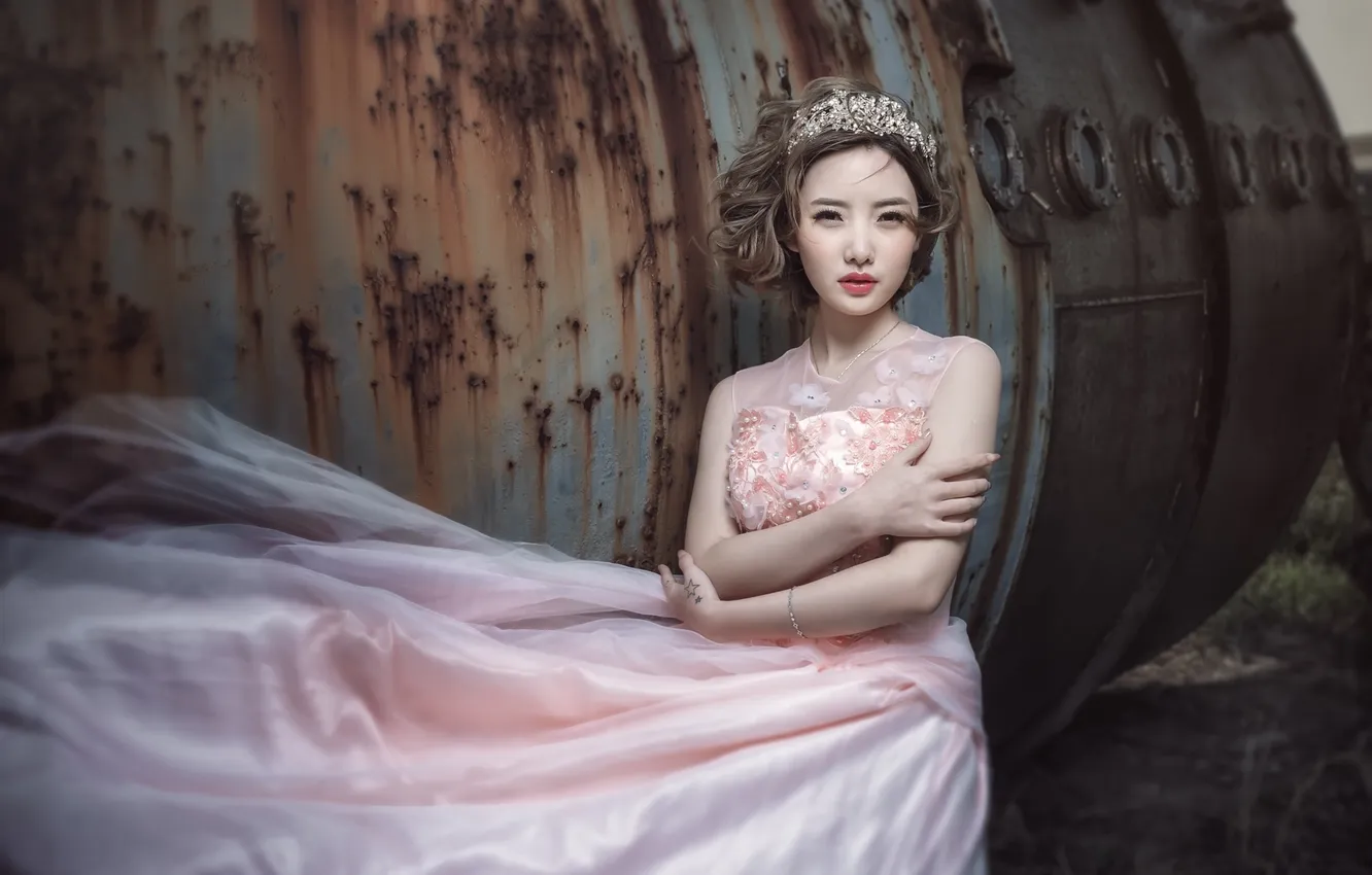 Photo wallpaper dress, brunette, Asian, the bride