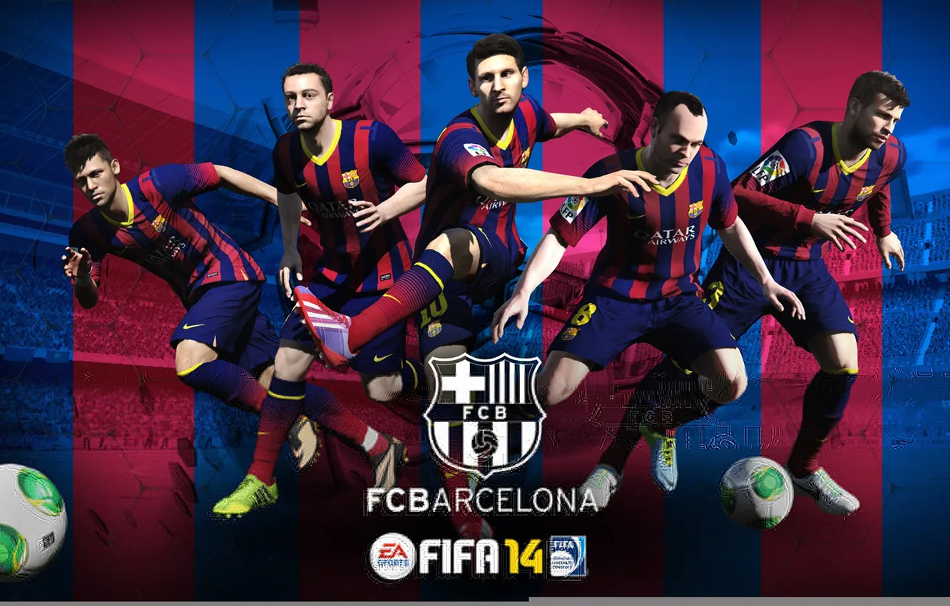 Photo wallpaper Messi, FC Barcelona, Neymar, Fifa 14