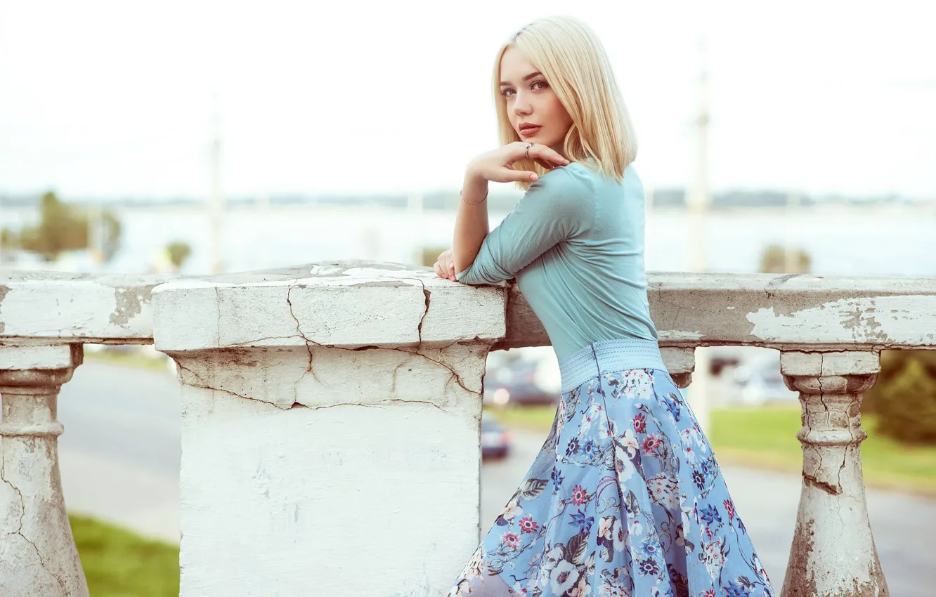 Photo wallpaper look, girl, skirt, blonde, Andrey Firsov