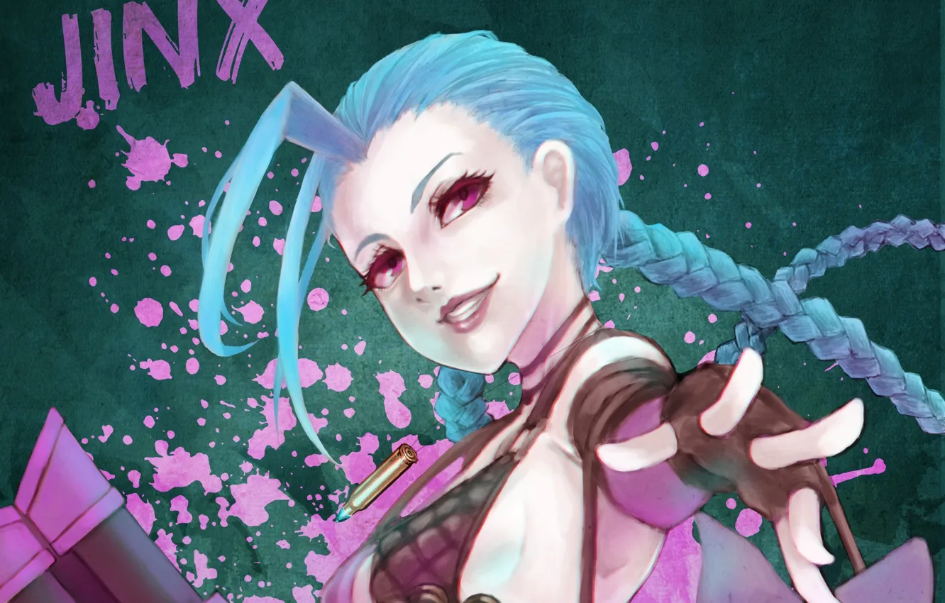 Photo wallpaper girl, art, League of Legends, LoL, Jinx, MonoriRogue