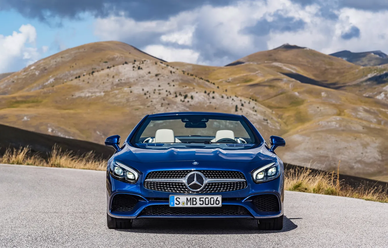 Photo wallpaper mountains, blue, nature, Mercedes-Benz, AMG, SL500
