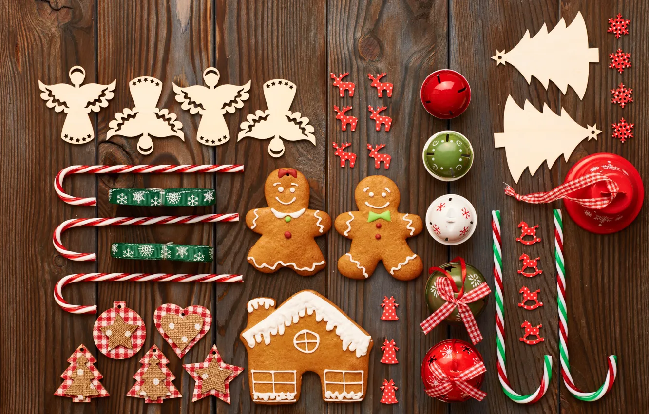Photo wallpaper merry christmas, cookies, decoration, gingerbread