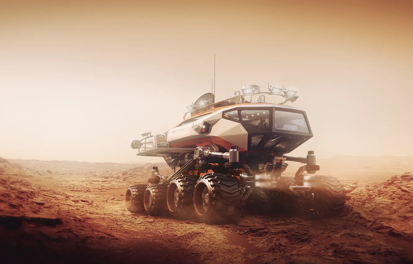 Photo wallpaper science fiction, rendering, fiction, sci-fi, truck, figure, transport, machine