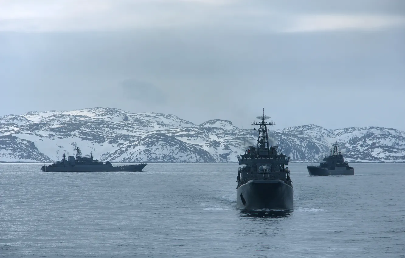 Photo wallpaper ship, large, Navy, exercises, landing, the project 775