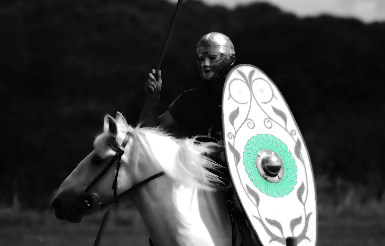 Photo wallpaper background, horse, Rome, helmet, male, shield, army, troops