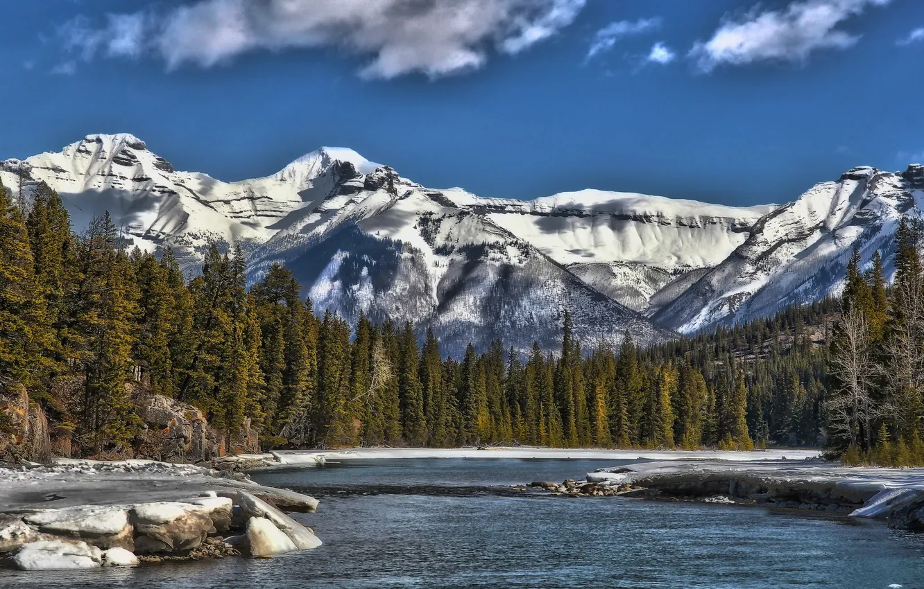 Photo wallpaper landscape, mountains, lake, Alberta, Canada, Banff