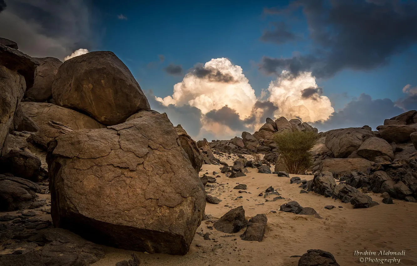 Photo wallpaper sand, the sky, clouds, nature, stones