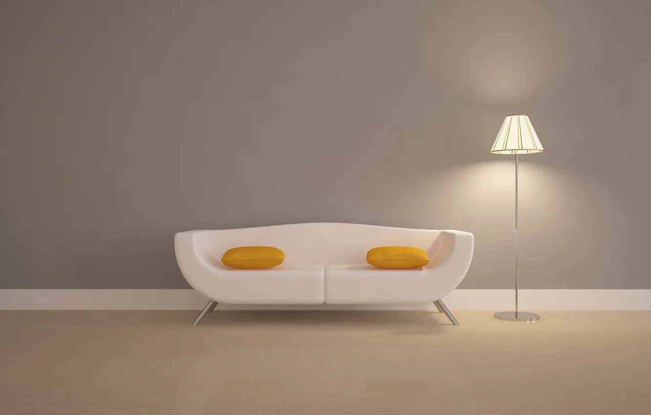 Photo wallpaper sofa, pillow, lamp