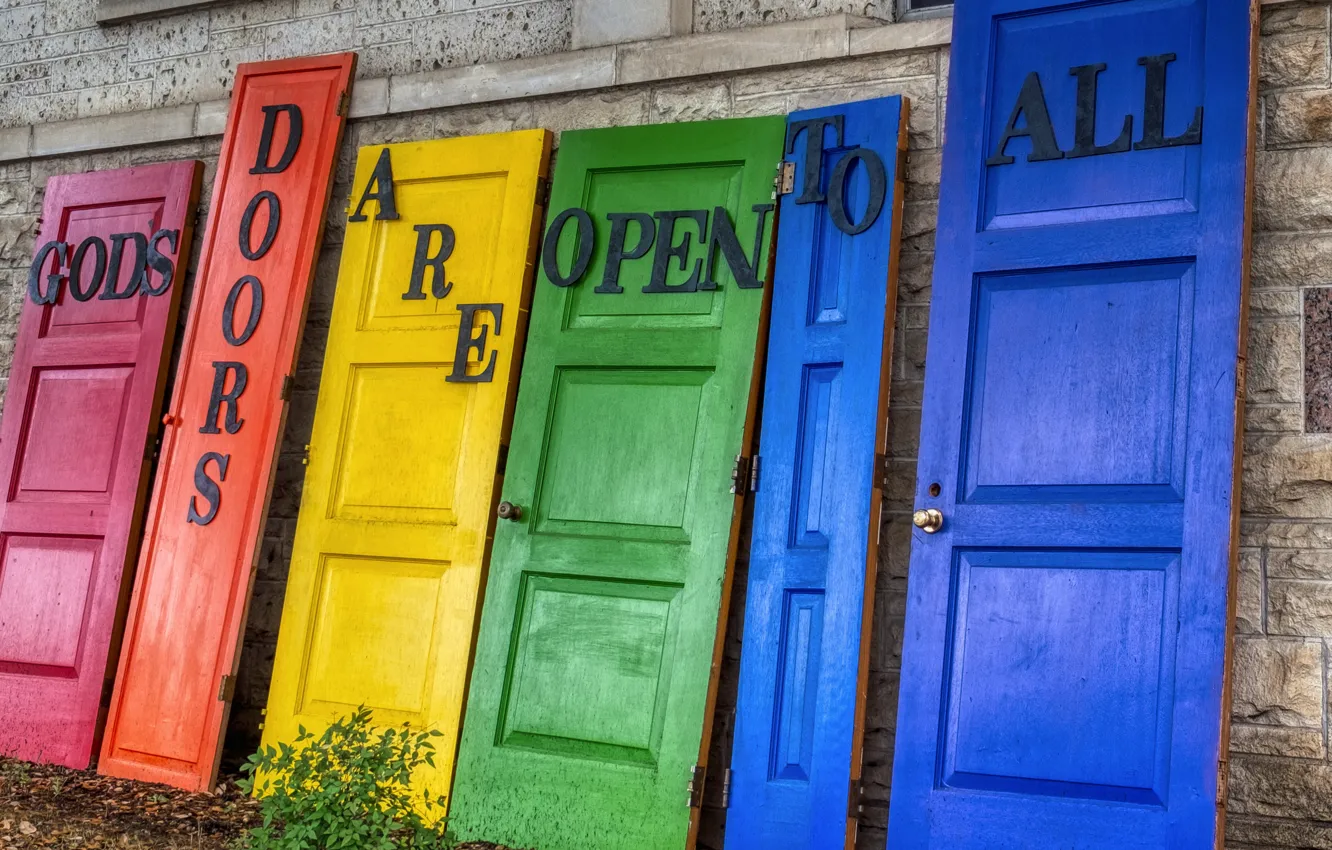 Photo wallpaper Austin, Guadalupe, God's Doors Are Open To All, University United Methodist Church