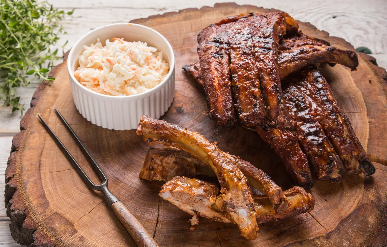 Photo wallpaper meat, cabbage, edge