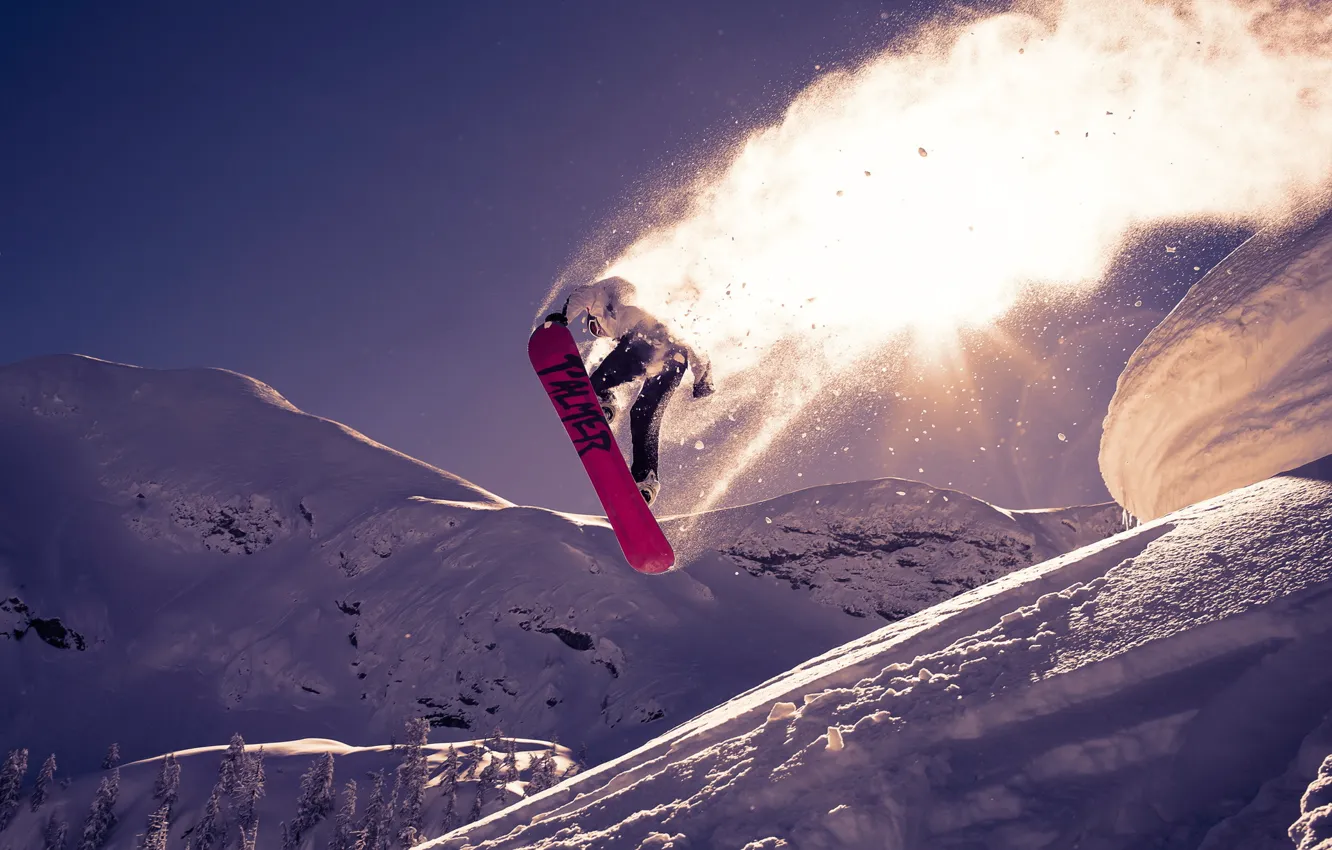 Photo wallpaper snow, jump, sport