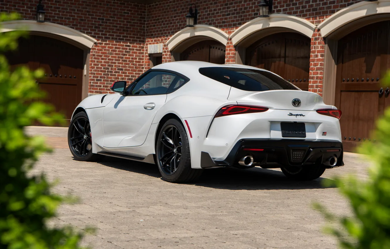 Photo wallpaper white, coupe, back, Toyota, Supra, the fifth generation, mk5, double