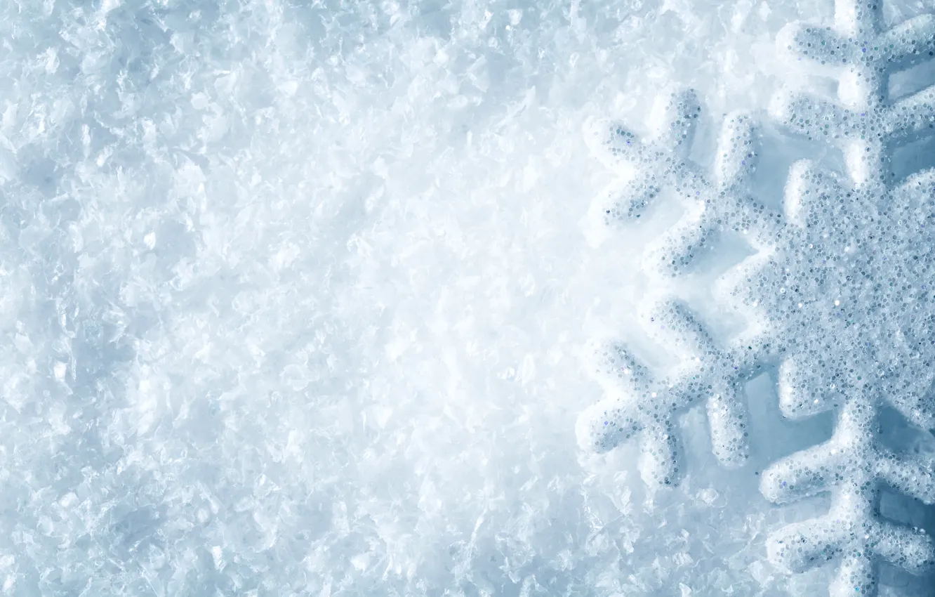 Photo wallpaper white, snowflake, winter, snow