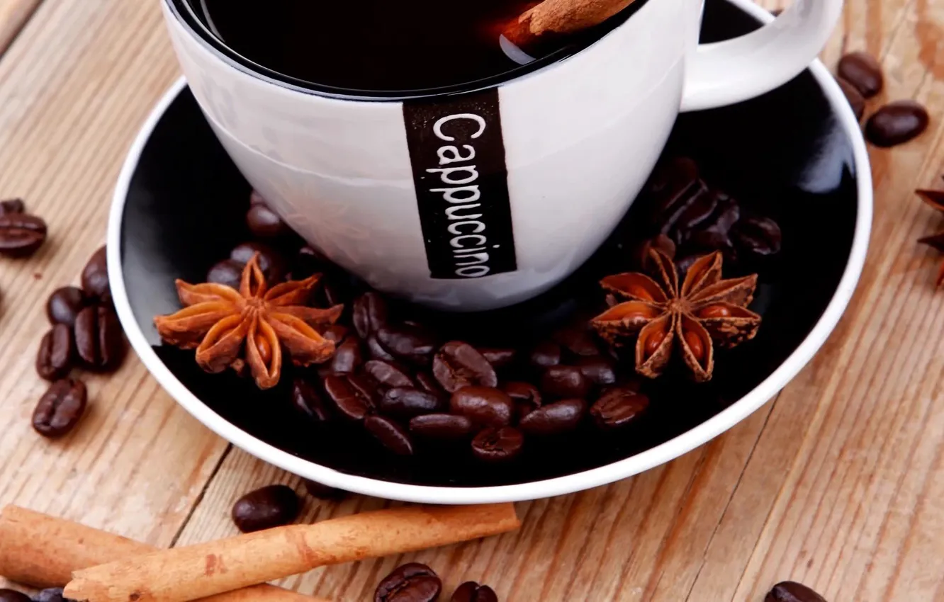 Photo wallpaper grain, Cup, drink, cappuccino