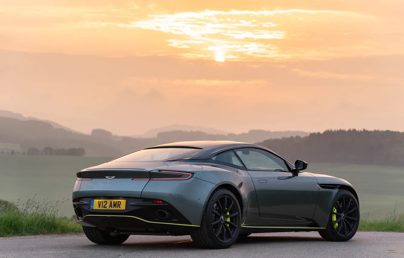 Photo wallpaper sunset, Aston Martin, rear view, 2018, DB11, AMR, Signature Edition
