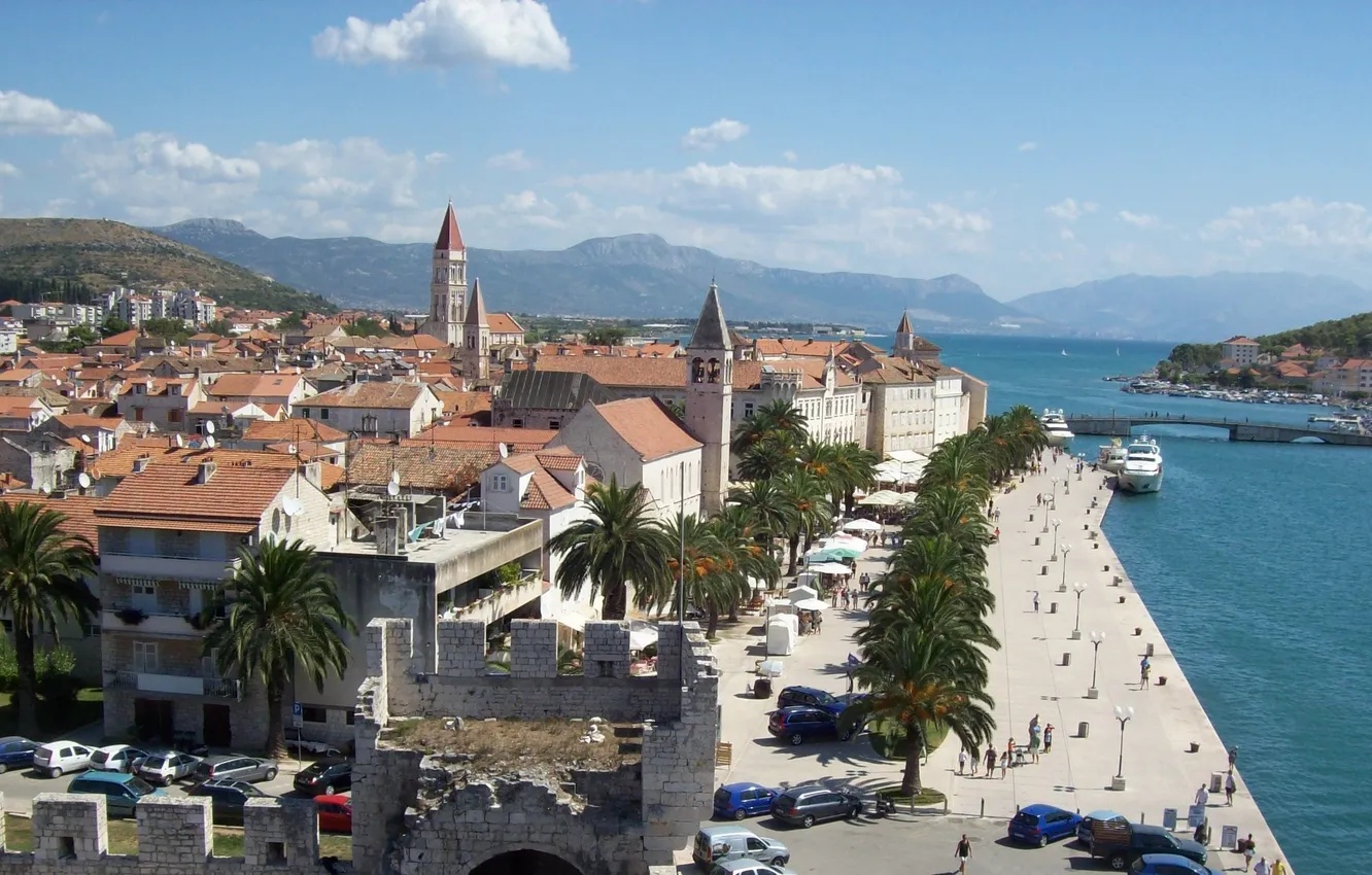 Photo wallpaper sea, promenade, Croatia, old town, Adriatica, Trogir