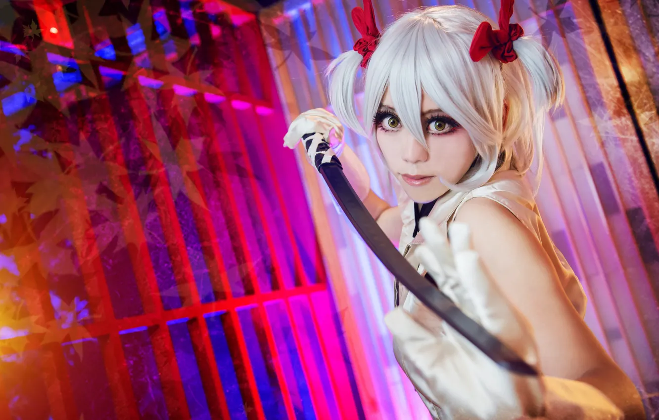 Photo wallpaper look, girl, weapons, sword, image, Asian, characters, ponytail