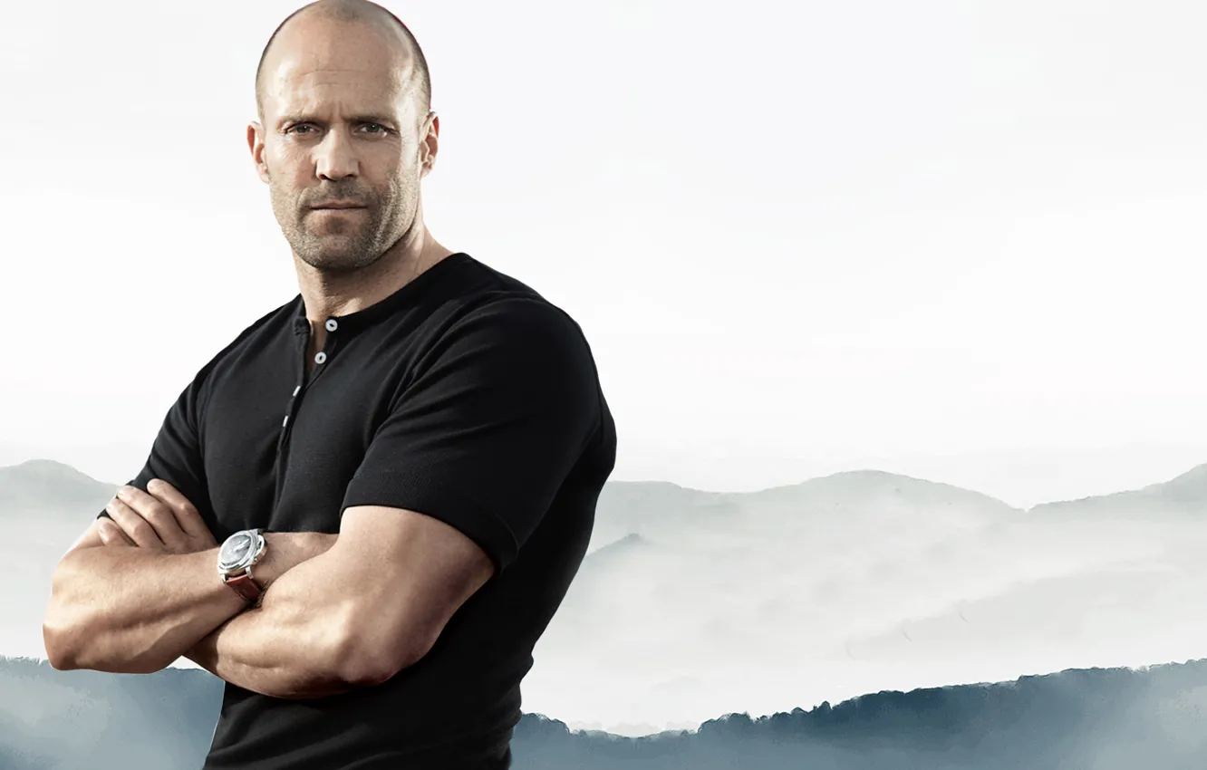 Photo wallpaper look, pose, background, watch, actor, Jason Statham, Jason Statham