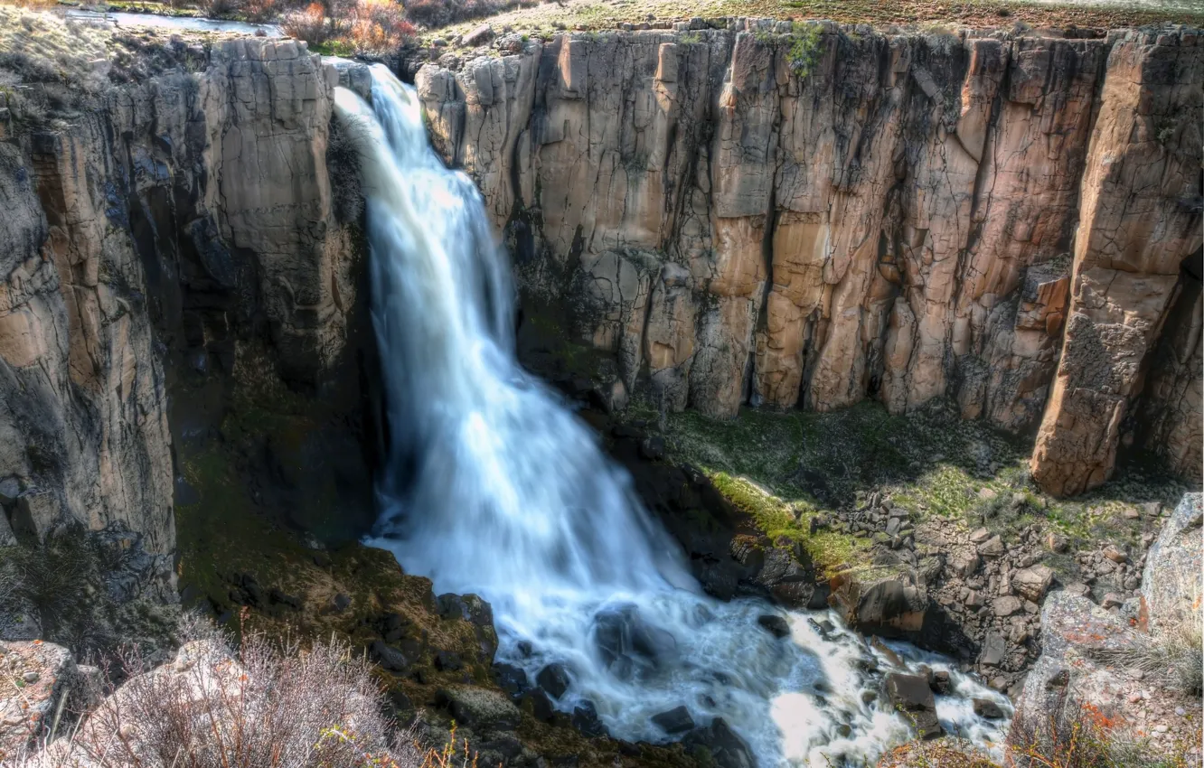 Photo wallpaper nature, rocks, waterfall