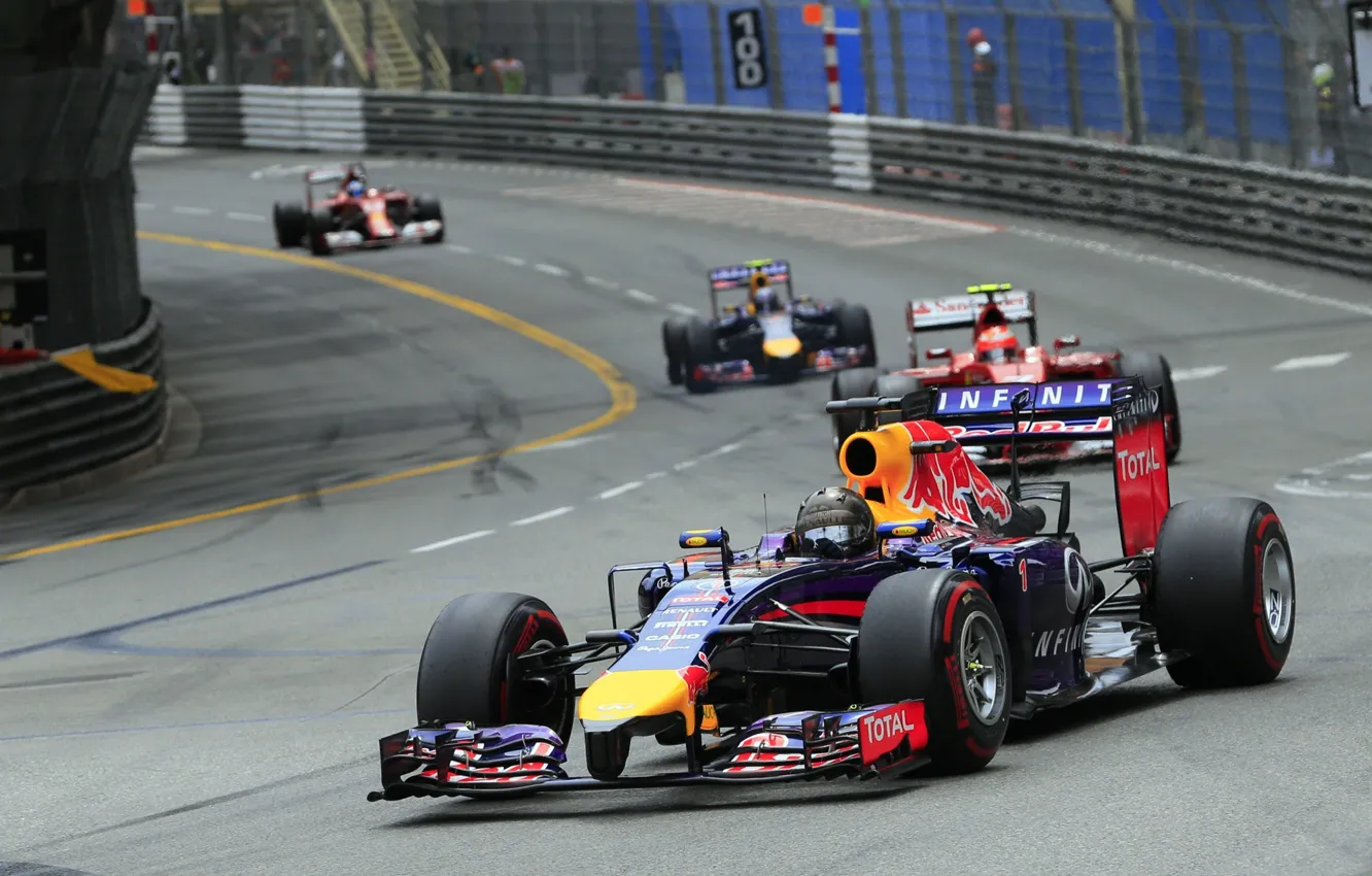 Photo wallpaper Monaco, Formula 1, Red Bull, Vettel, racer, girls, champion, Monte-Carlo