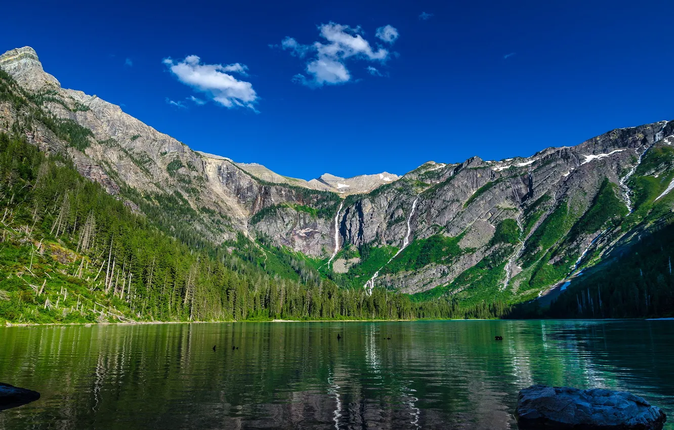 Photo wallpaper mountains, nature, lake, nature, avalanche lake