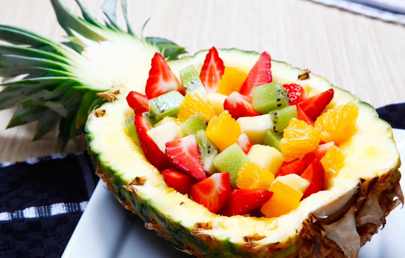 Photo wallpaper apples, apple, orange, kiwi, strawberry, pineapple, dessert, orange