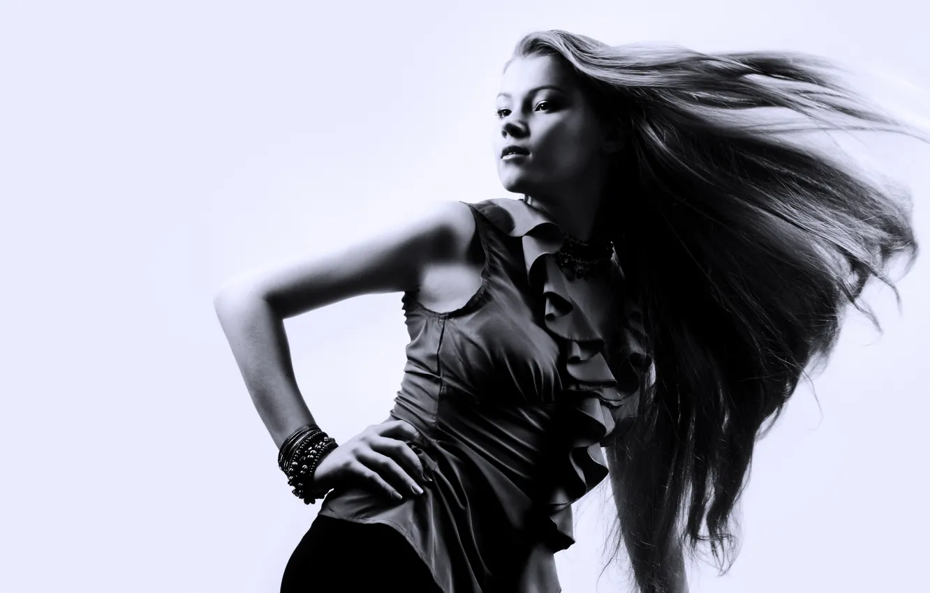 Photo wallpaper look, girl, bracelet, long-haired