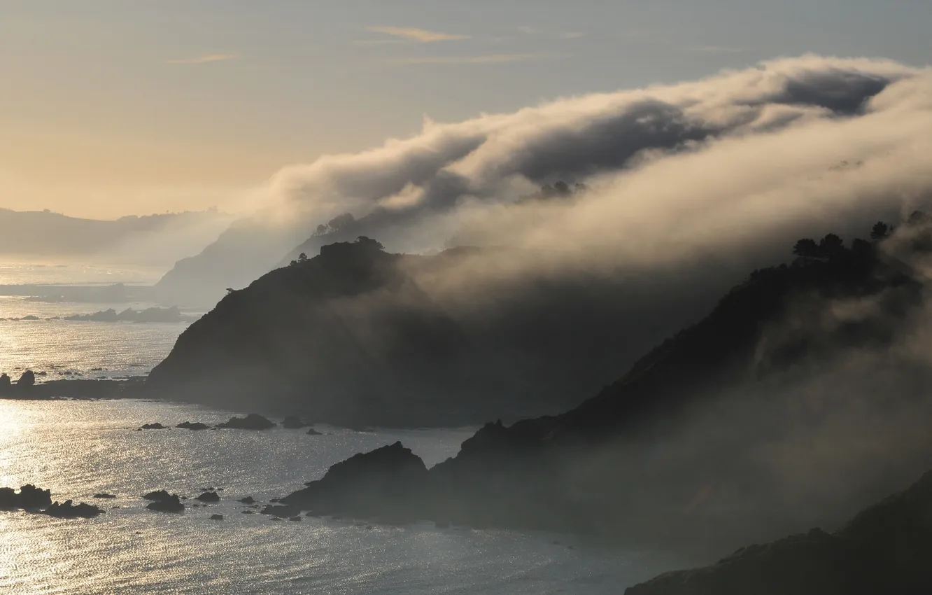 Photo wallpaper sea, water, landscape, mountains, the city, photo, the ocean, shore