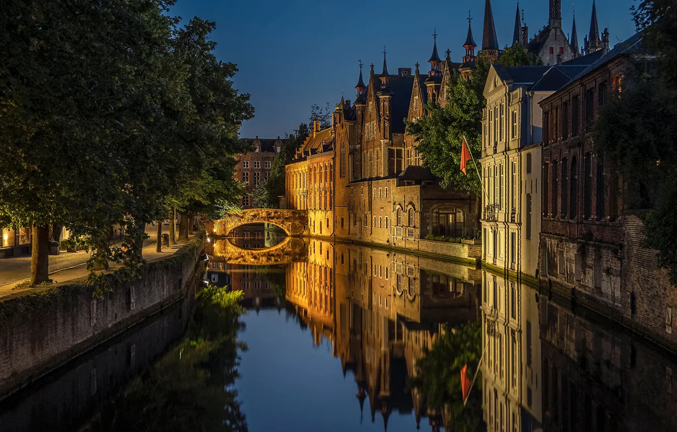 Photo wallpaper home, Belgium, Bruges, water channel