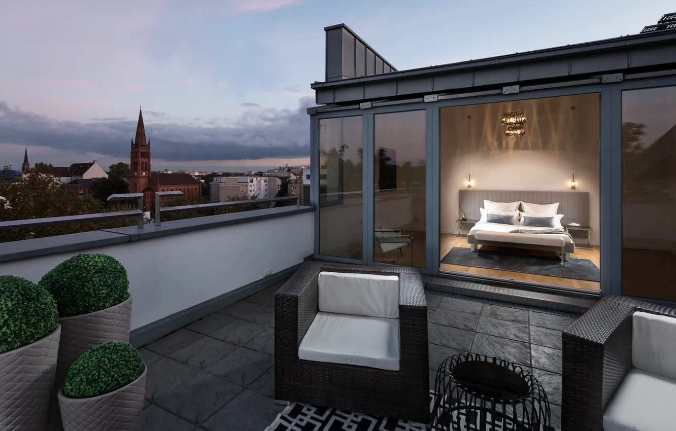 Photo wallpaper chair, balcony, bedroom