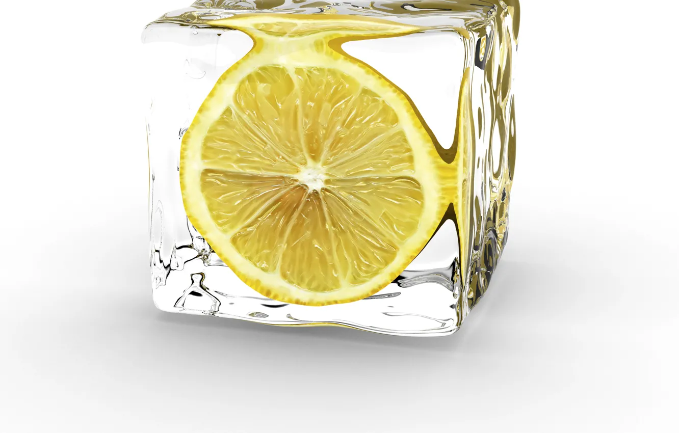 Photo wallpaper ice, yellow, lemon, half