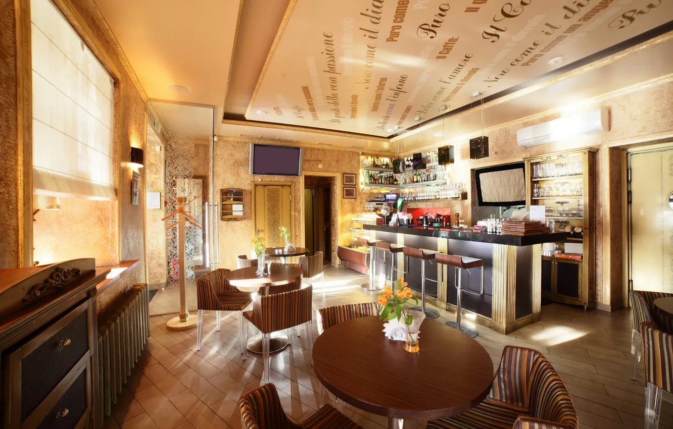 Photo wallpaper design, photo, table, interior, the ceiling, cafe