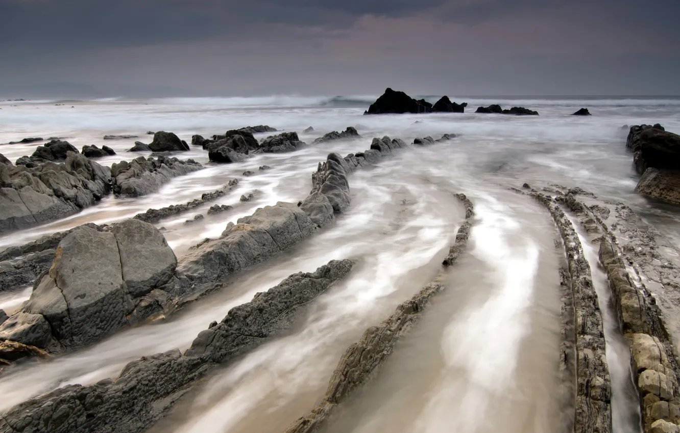 Photo wallpaper sea, landscape, rocks