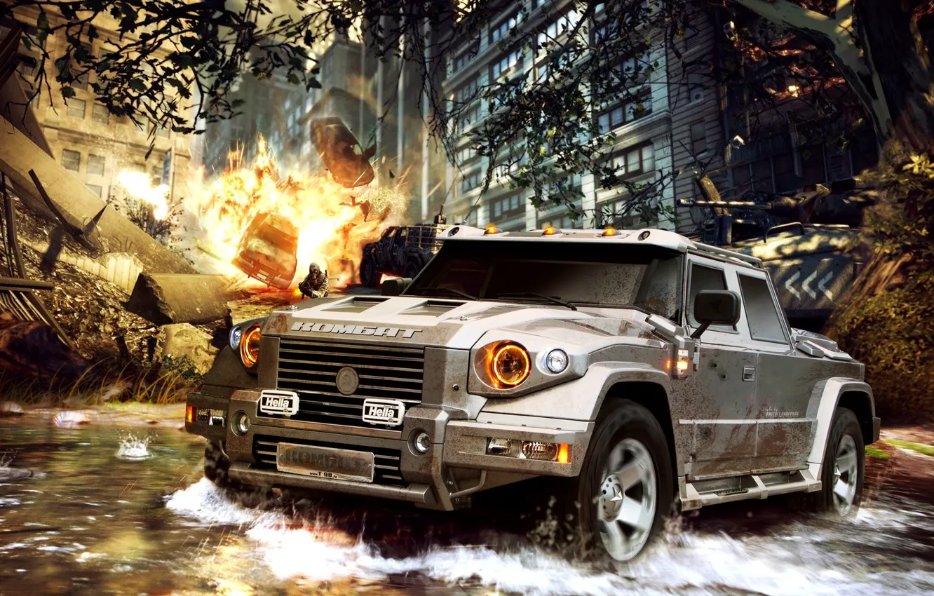 Photo wallpaper car, Combat t-98, cool armored car, Kombat