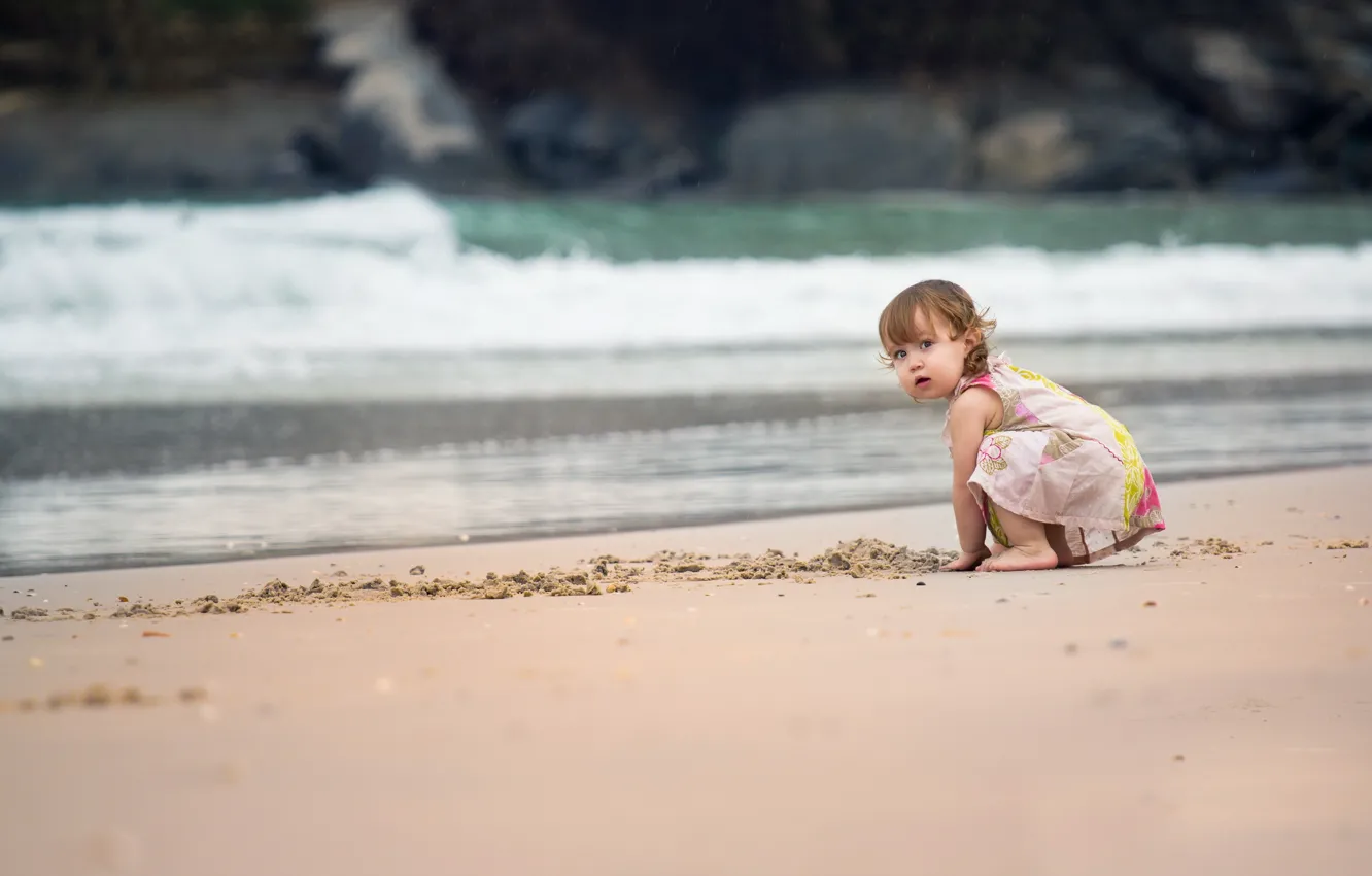 Photo wallpaper sea, beach, mood, girl