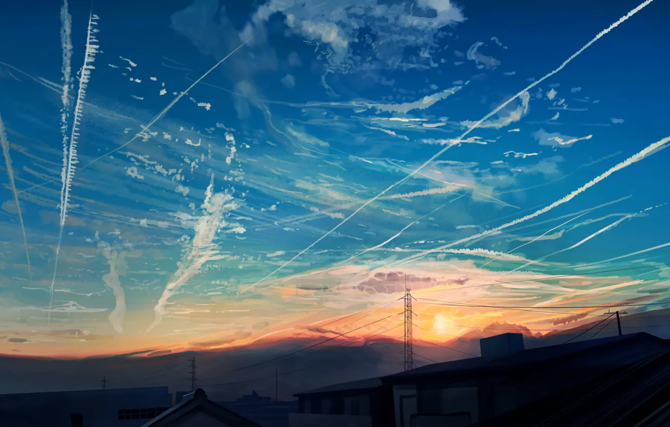 Photo wallpaper the sun, sunset, Goro