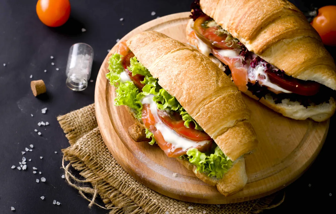 Photo wallpaper vegetables, filling, croissant