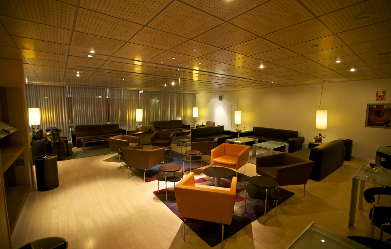 Photo wallpaper lights, interior, furniture, Zaragoza Station