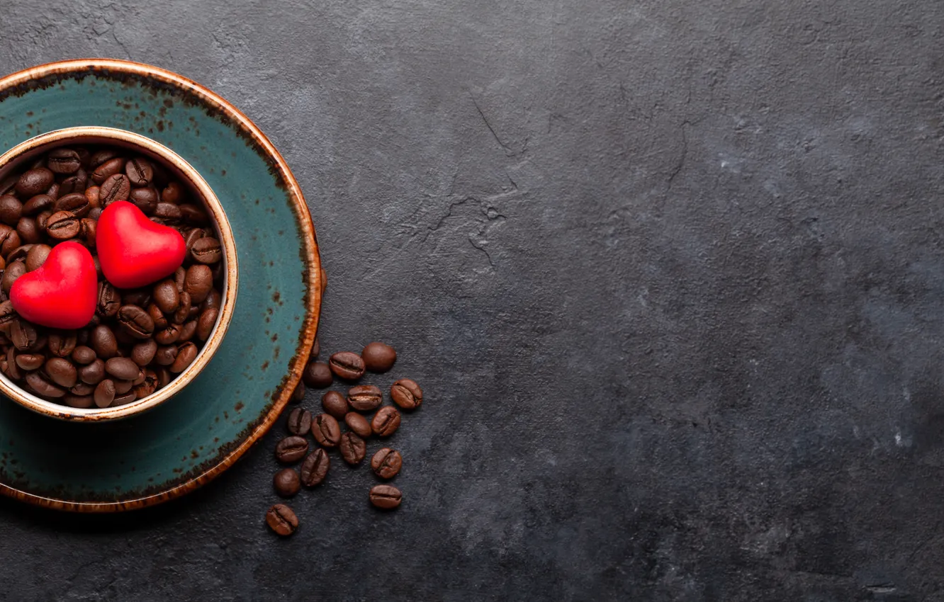 Photo wallpaper love, romance, heart, coffee, Cup, red, love, happy