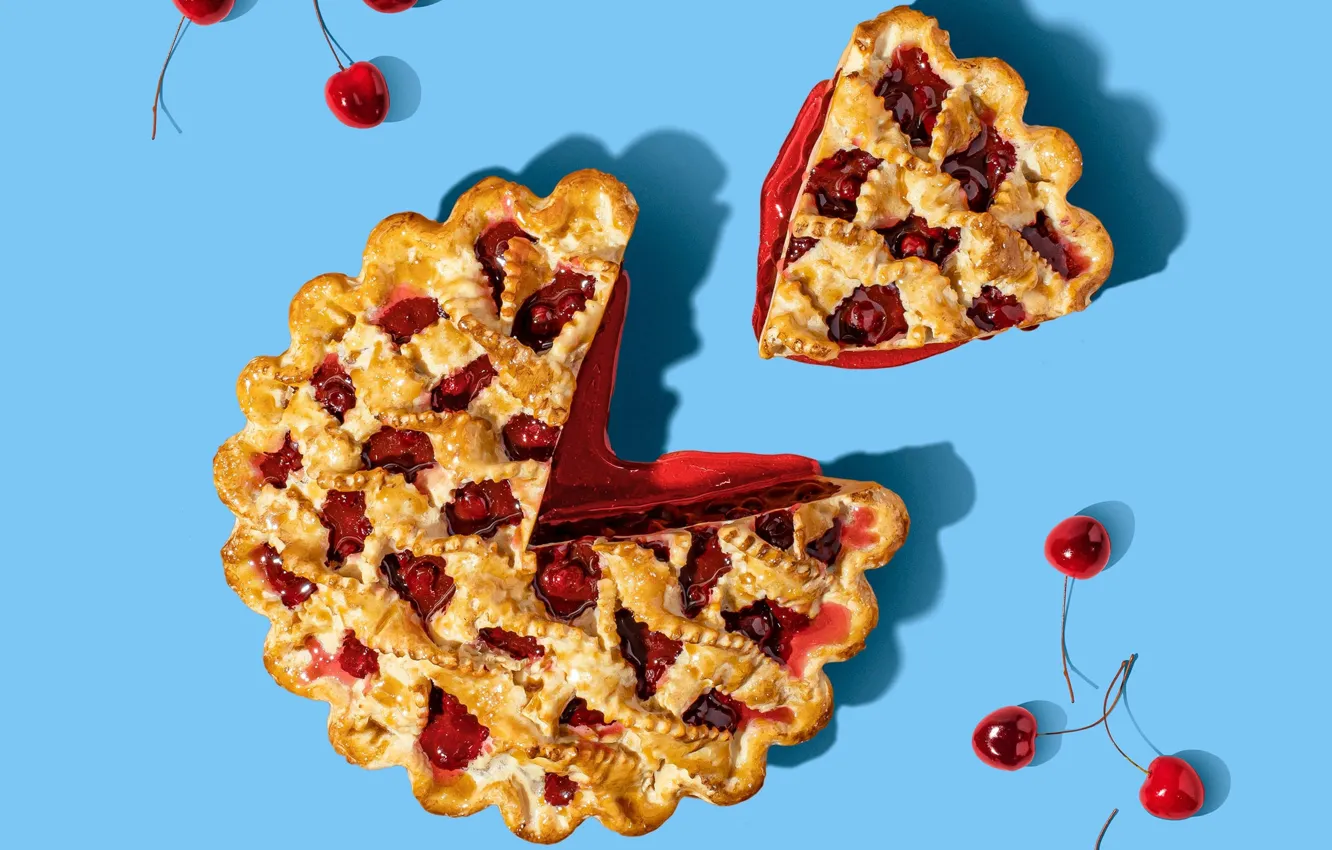 Photo wallpaper cherry, berries, food, pie, cakes, sweet